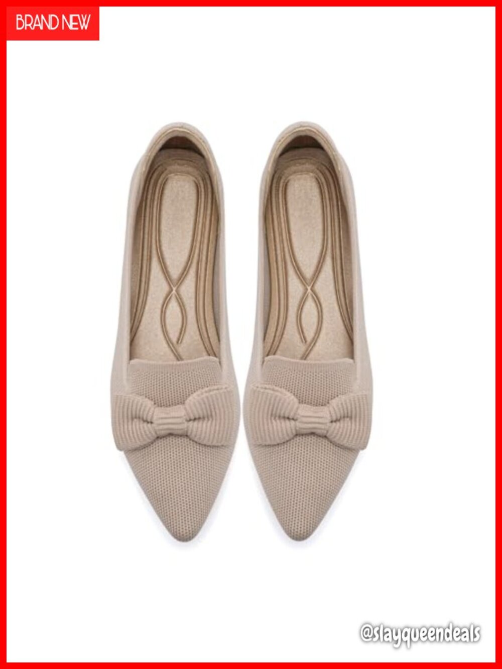 Women's Pointed Toe Ballet Flats Knit Bow Mesh Comfort Work Office